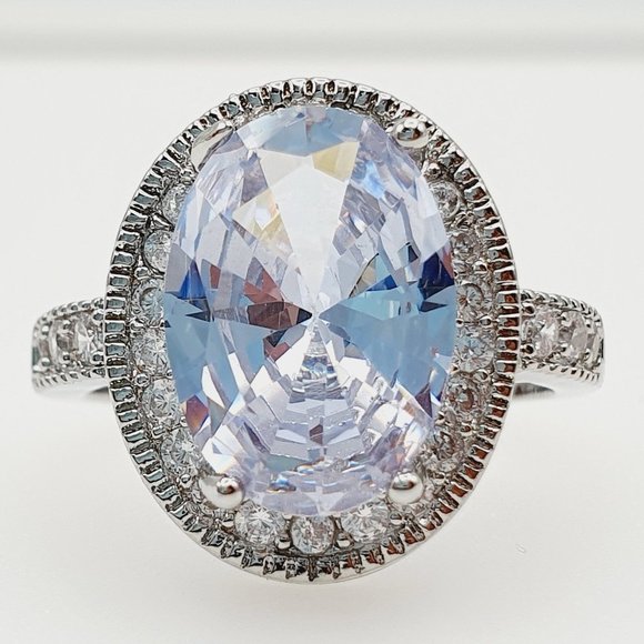 💎 925 Silver Plated Exclusive White Big Stone Ring For Woman, GPMB1531 - Picture 2 of 2